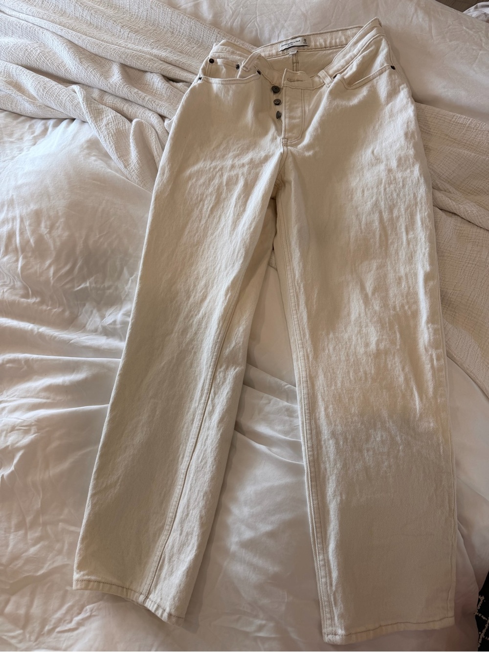 Abercrombie & Fitch Cream Straight-Leg jeans
